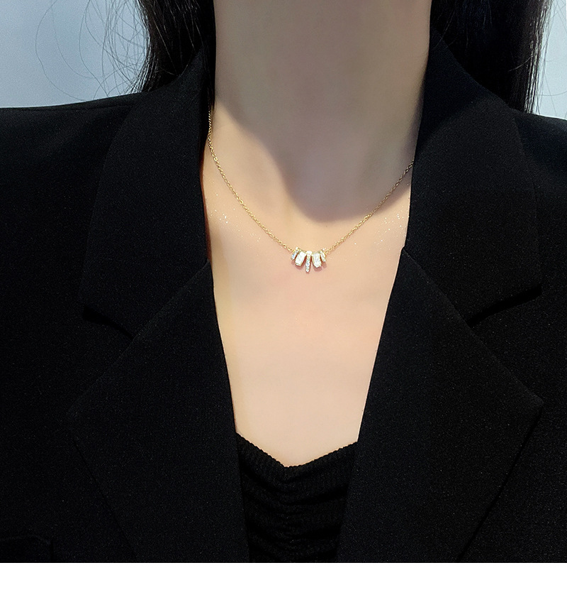 Simple Irregular Titanium Steel Mother-of-pearl Pendant Clavicle Chain Wholesale Nihaojewelry display picture 1