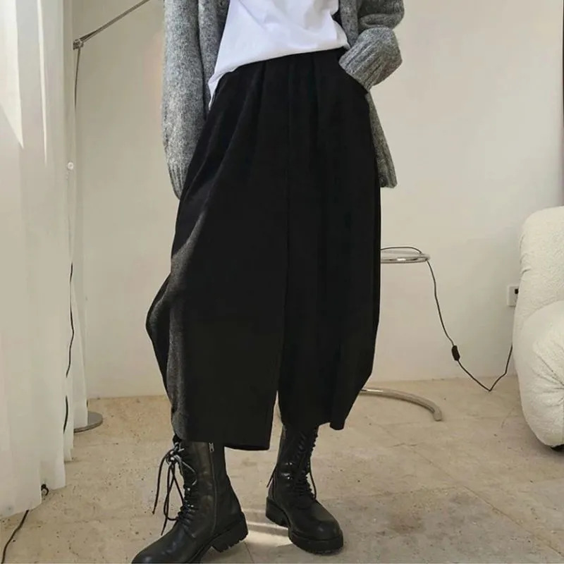 春秋新款复古宽松老爹裤女大码胖mm梨形身材遮肉显瘦萝卜裤哈伦裤