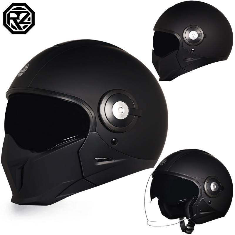 Orz casco retro motocicleta hombres y mujeres invierno motocicleta Harley casco completo certificado 3C cuatro estaciones doble lente