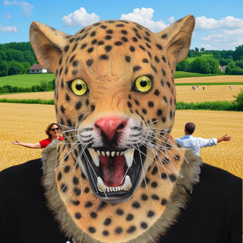 Máscara de leopardo animal realista tocado disfraz de fiesta de carnaval de Halloween divertido juego máscara de jaguar