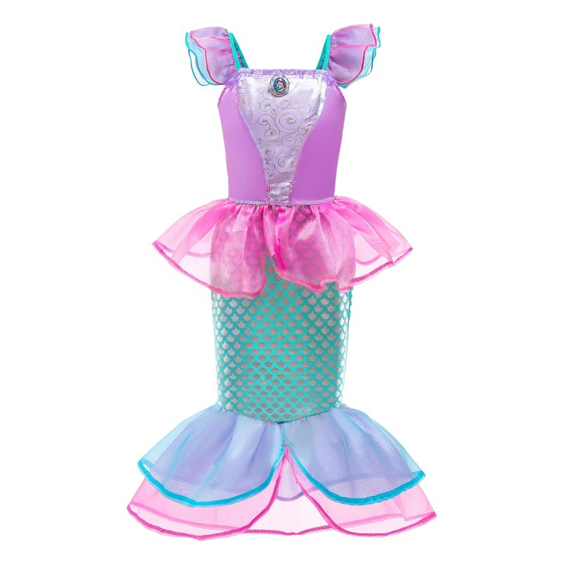 Traje de Halloween estilo europeo y americano de los niños sirena princesa vestido niñas vestido de la falda de los niños
