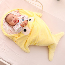 厂家卡通婴儿防踢睡袋儿童鲨鱼抱被宝宝夏凉被保暖毛毯可拆洗批发