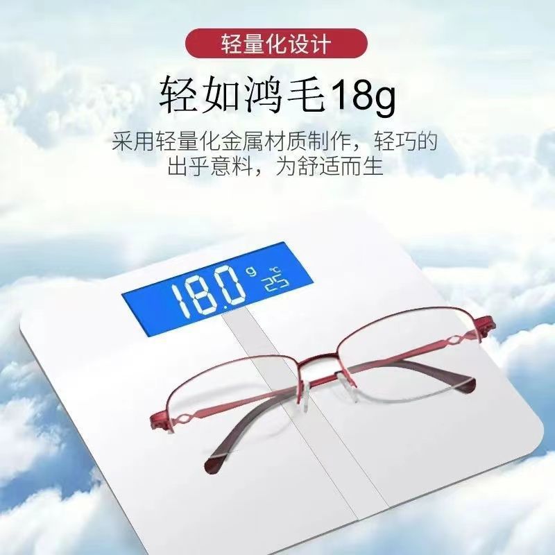 Arte y literatura de medio marco anti-luz azul gafas de edad 50 a 60 años de edad muestran temperamento joven de alta calidad gafas de protección de ojos de edad media y vieja
