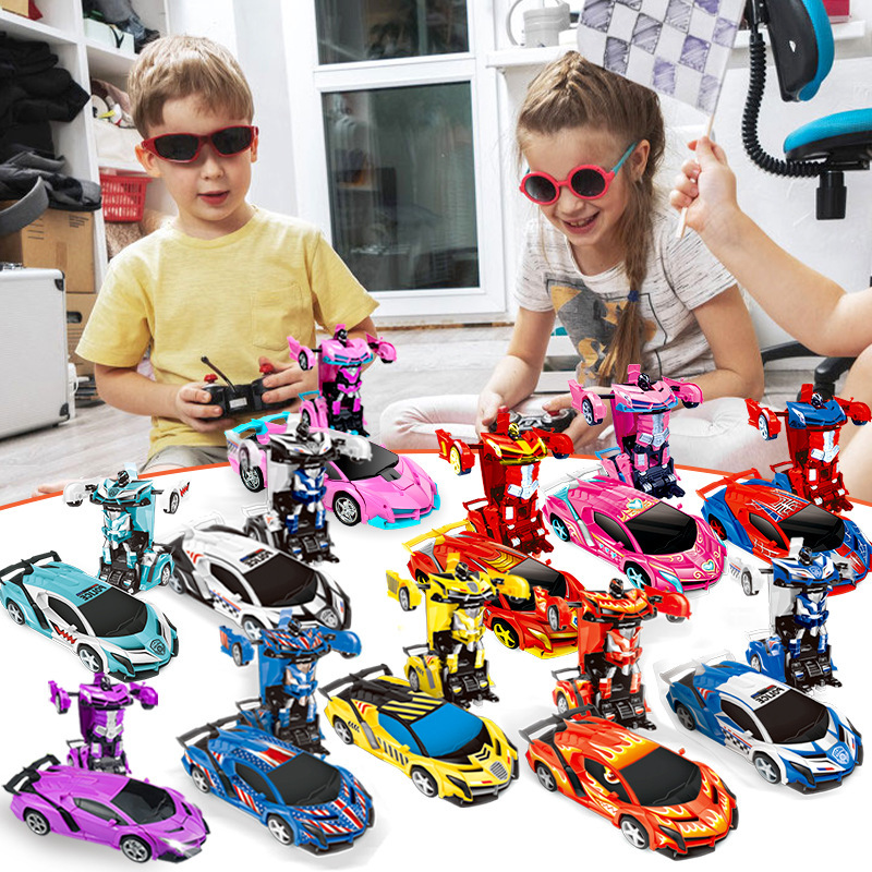 ワンクリックリモコン変形カーレーシングモデルパトカースパイダーマンアイアンマン子供用リモートコントロールカースポーツカー男の子のおもちゃ|undefined