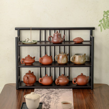 复古茶杯架桌面茶壶架小型博古架茶具置物架茶室中式茶叶收纳架子