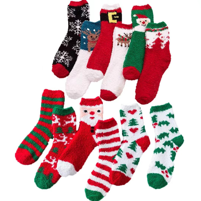 in stock christmas plush socks ladies girls gift fun fluffy warm slippers christmas holiday socks
