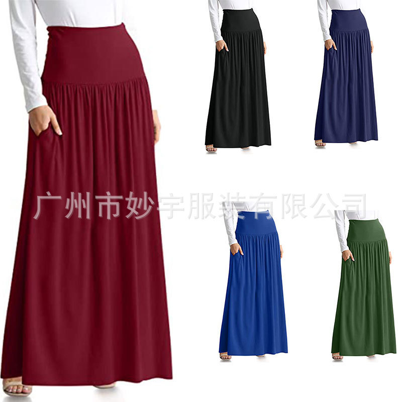 8806 Amazon TEMU Cross Border Women Women's A- line Long Skirt Pocket Casual Office Party Batch
