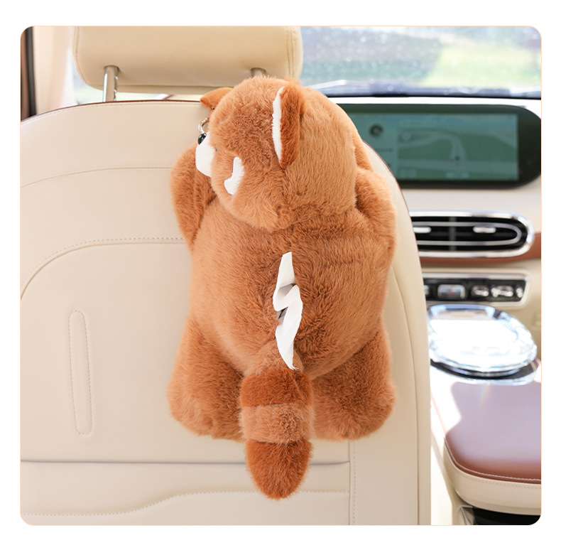 Plush Rabbit Car Tissue Box Car Armrest Box Paper Box Hanging Cute Car Tissue Extraction Decoration Supplies