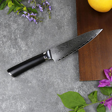 现货大马士革钢厨师刀6寸牛刀料理刀多功能水果刀家用户外