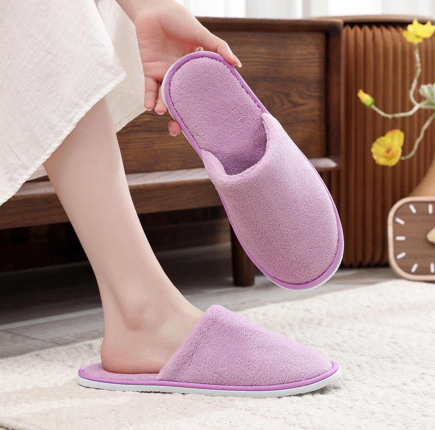 10 pares de pantuflas desechables, pantuflas de hospitalidad, casa de familia, hotel, viaje, hombres y mujeres portátiles, suela gruesa, primavera y verano