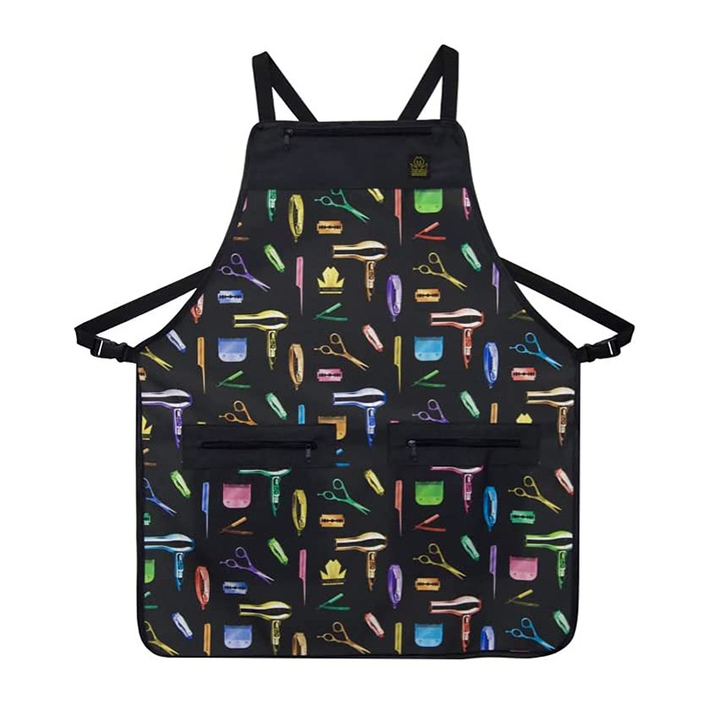 Patrón de corte de pelo impreso colorido sobre fondo negro