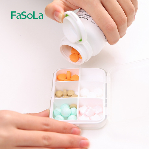 FaSoLa small medicine box portable one-week divided medicine box portable storage divided medicine box mini medicine h sealed medicine box