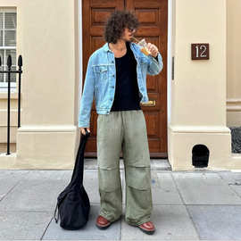 捷展男装|泼墨洗水伞兵裤25秋冬新品街头全棉宽松束脚工装休闲裤