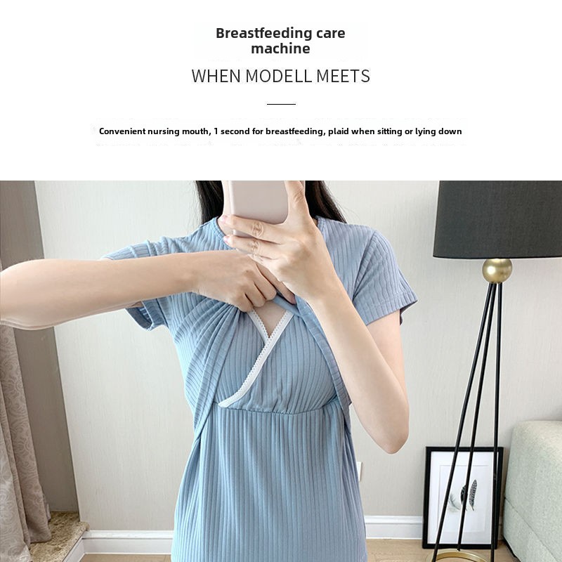 임산부 정장 빅사이즈 마켓 반팔 티셔츠 정장 외출 봄 여름 상의 루즈 반바지 정장 여름