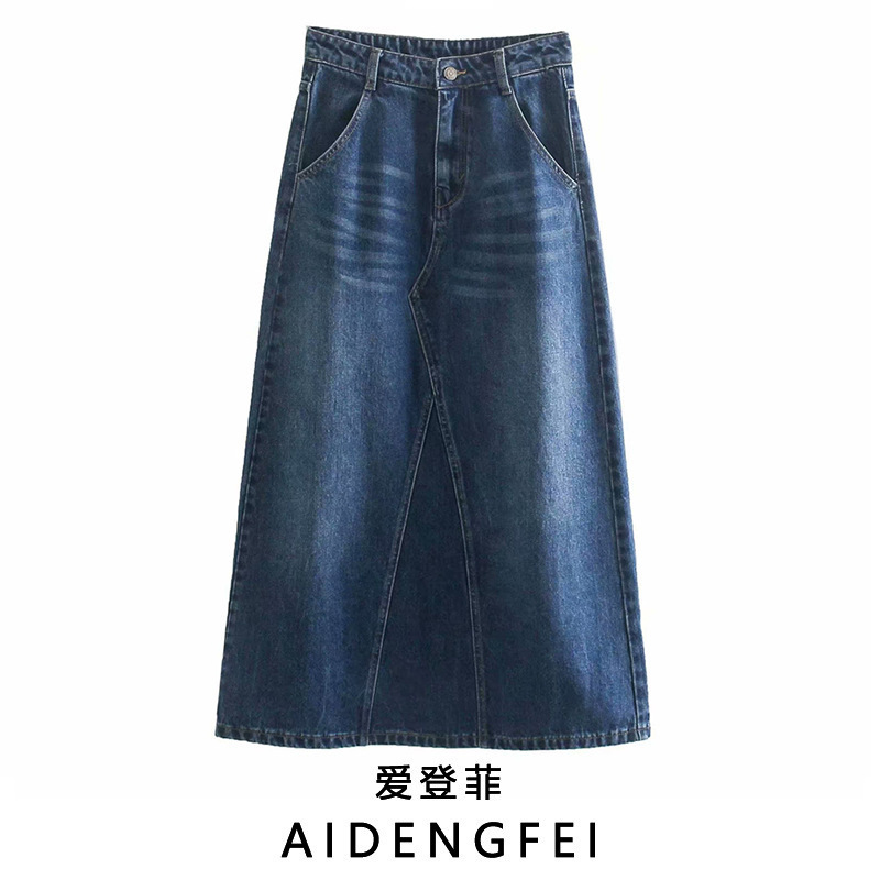 European and American Spring and Summer Women's Clothing European and American Style Retro 70 s Style Denim Midi Dress Trendy 06164202427