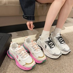 网红高级感老爹鞋女2025春季新款厚底增高网面透气薄款小众运动鞋