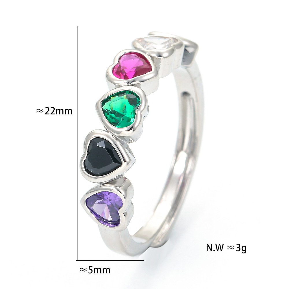 Copper Material Heart Shape Pattern Women'S Gender Plating, Inlay Design Fashion Heart Shape Copper Rings Plating Inlay Zircon Copper Rings