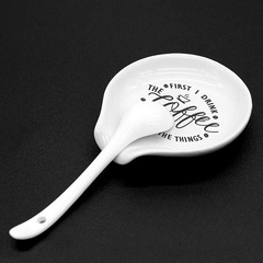 European and American export ceramic coffee spoon tray, white ceramic soup spoon coaster, cafe spoon stand, kitchen home use tablespoon