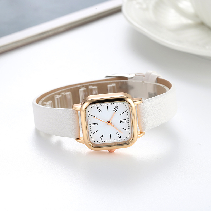 Buckle Buckle Style Square Dial Shape Daily Occasion Fashion Sweet Color Block Buckle Pu Belt Strap Quartz Watch