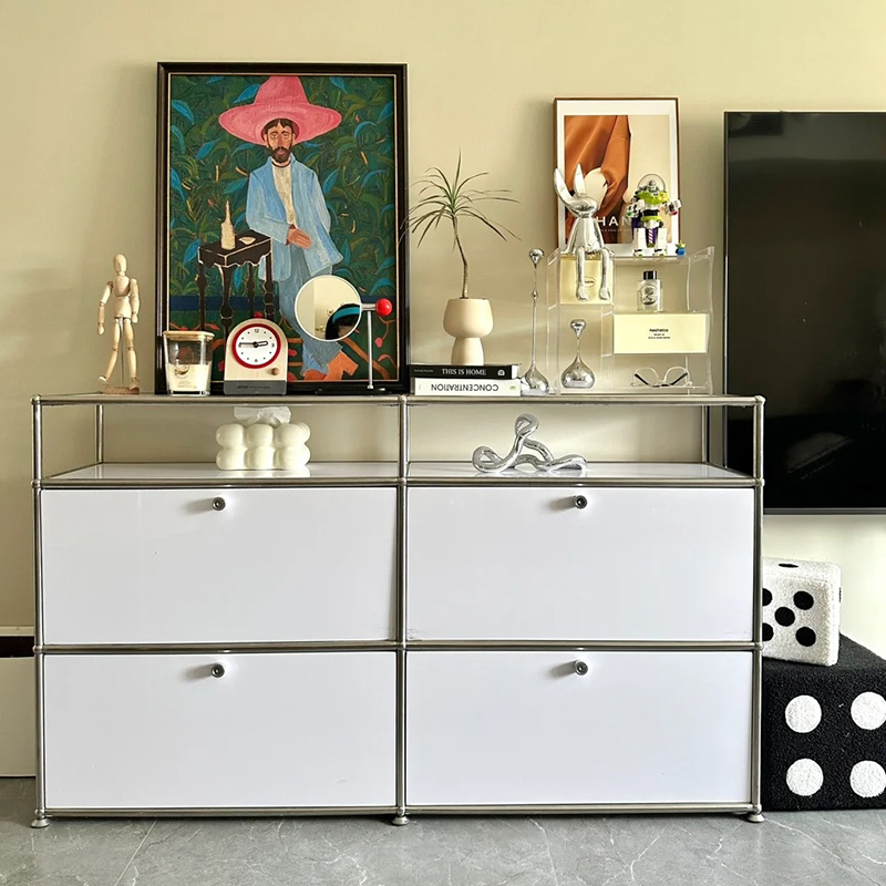 N5『 Corner House Combination Cabinet』Usm Side Cabinet Modern Minimalist Living Room Stainless Steel Sideboard Storage Storage Bucket