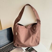 韩版纯色高级感大容量单肩包女款秋冬毛绒手拎包慵懒风百搭托特包