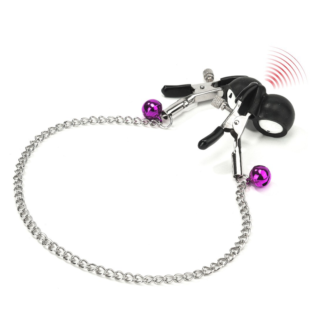 Vibrating Metal Breast Clamp with Teasing Bells for Adult Sensory Play — detail image 4