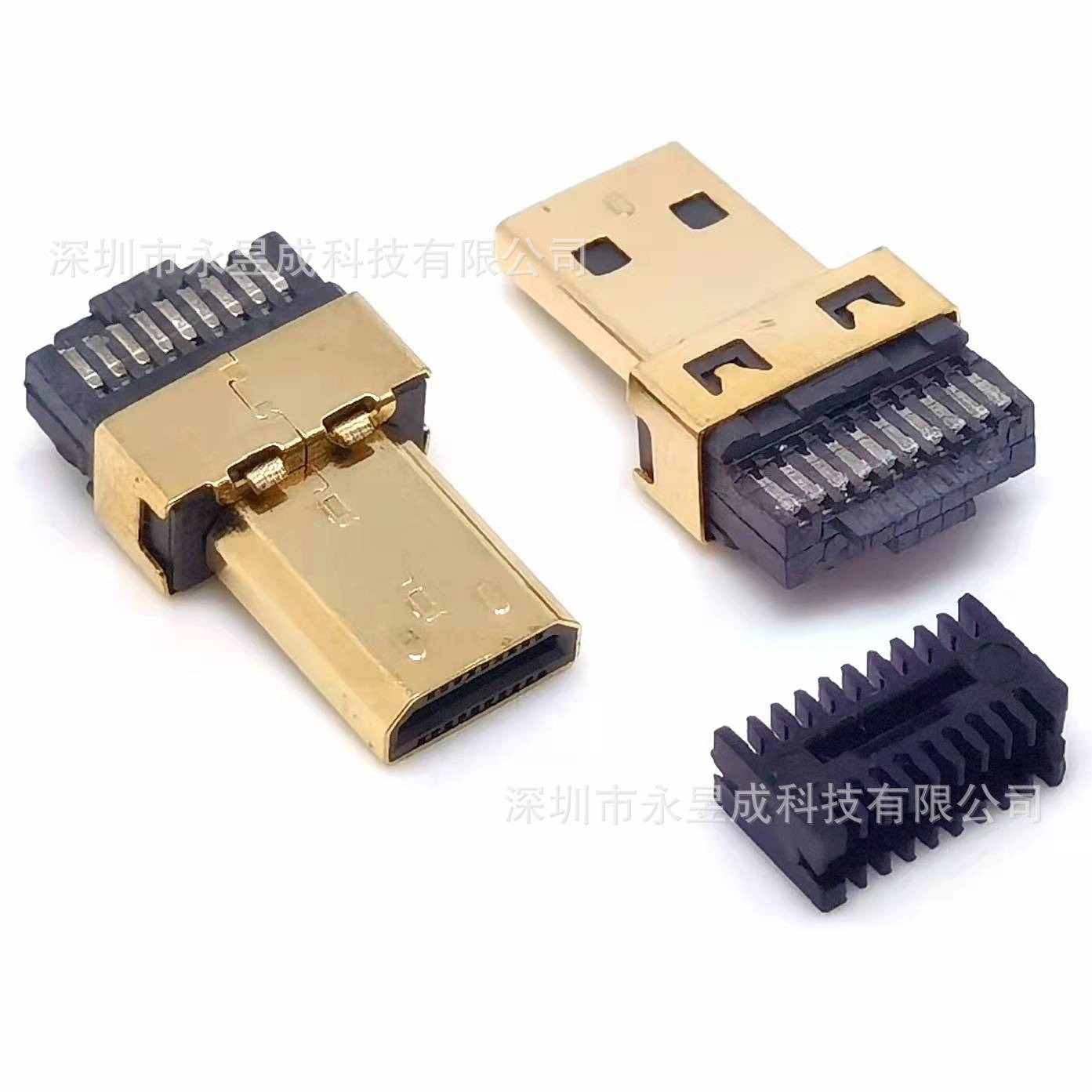 MICRO HDMI焊线公头 D型 MICRO高清连接器 带线夹（自动焊）镀金