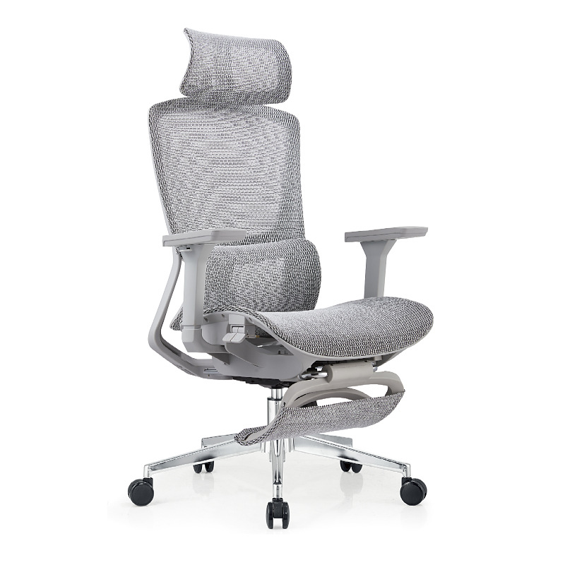 017 - 50 - S022 * marco gris (red hueca de espalda alta + reposabrazos 3D + chasis deslizante controlado por cable + pie chapado) 70 * 48 * 65 * 28