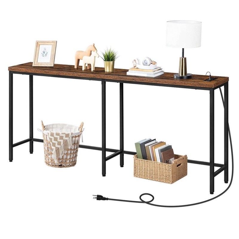 Living Room Sofa Side Console Table with USB Charging Port Power Strip Hallway Foyer Bedroom Storage Display Entryway Shelf Living Room Sofa Side Console Table with USB Charging Port Power Strip Hallway Foyer Bedroom Storage Display Entryway Shelf
