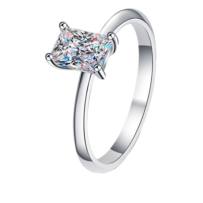 Nhẫn bạc s925 nhẫn moissanite m&agrave;u D 1 carat ngọc lục bảo cắt Raydeon cắt mosan kim cương