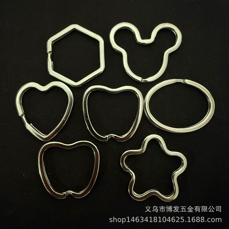 Factory Direct Sales Key Chain Ring Special-Shaped Ring Mickey Five-Pointed Star Heart Cartoon Shape Accessories Key Ring DIY
