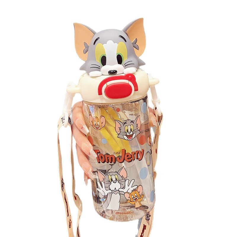 トムとジェリー子供用トリタンプラスチックウォーターカップ新しい男の子と女の子の学校特別なストローカップ夏の幼稚園|undefined