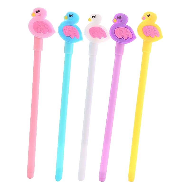 Cisne creativo pluma de gel lindo estudiante papelería examen pluma de agua de dibujos animados Flamingo pluma de gel ventas directas de la fábrica