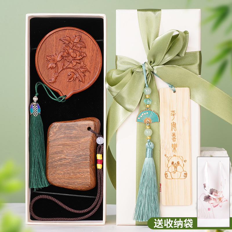 中国风荷花鱼檀木按摩梳五齿梳子礼盒高级感送老师长辈妈妈伴手礼|undefined