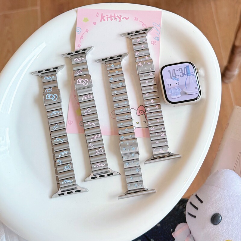 Star bow steel strap suitable for Apple iwatch23456789S10 watch wristband apple strap Star bow steel strap suitable for Apple iwatch23456789S10 watch wristband apple strap