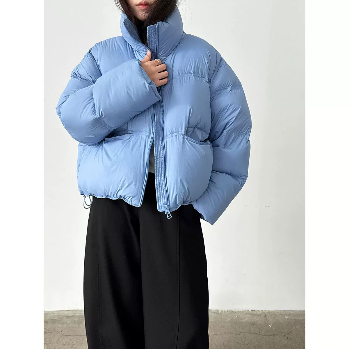 鹿西 韩版立领泡芙羽绒服女2025冬季新90白鸭绒加厚面包服外套Y78