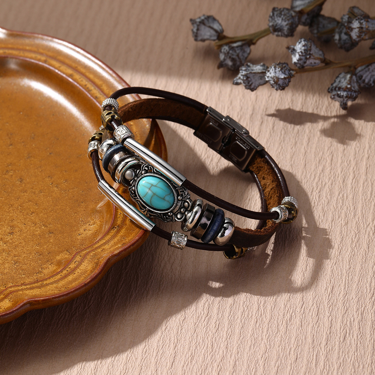18g Weight December Birthstone Turquoise Inlay Material Bracelets Classification Leather Rope, Leather Chain Material 1 Piece Quantity Casual, Daily, Shopping Occasion Pu Leather Material Oval Pattern Men's Gender Inlay Design Modern Style, Cool Style Style Modern Style Cool Style Oval Pu Leather Inlay December Birthstone Turquoise Men's Bracelets Men Cord & Leather Bracelets 6