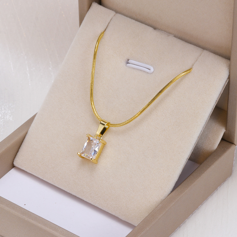 30g Weight Zircon Inlay Material Pendant Necklace Classification 1 Piece Quantity Daily Occasion Stainless Steel Material Geometric Pattern Unisex Gender Inlay Design Simple Style Style Simple Style Geometric Stainless Steel Inlay Zircon Pendant Necklace 13