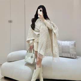 赵丽颖同款围巾女秋冬季2024新款羊毛保暖围脖百搭披肩外搭护颈