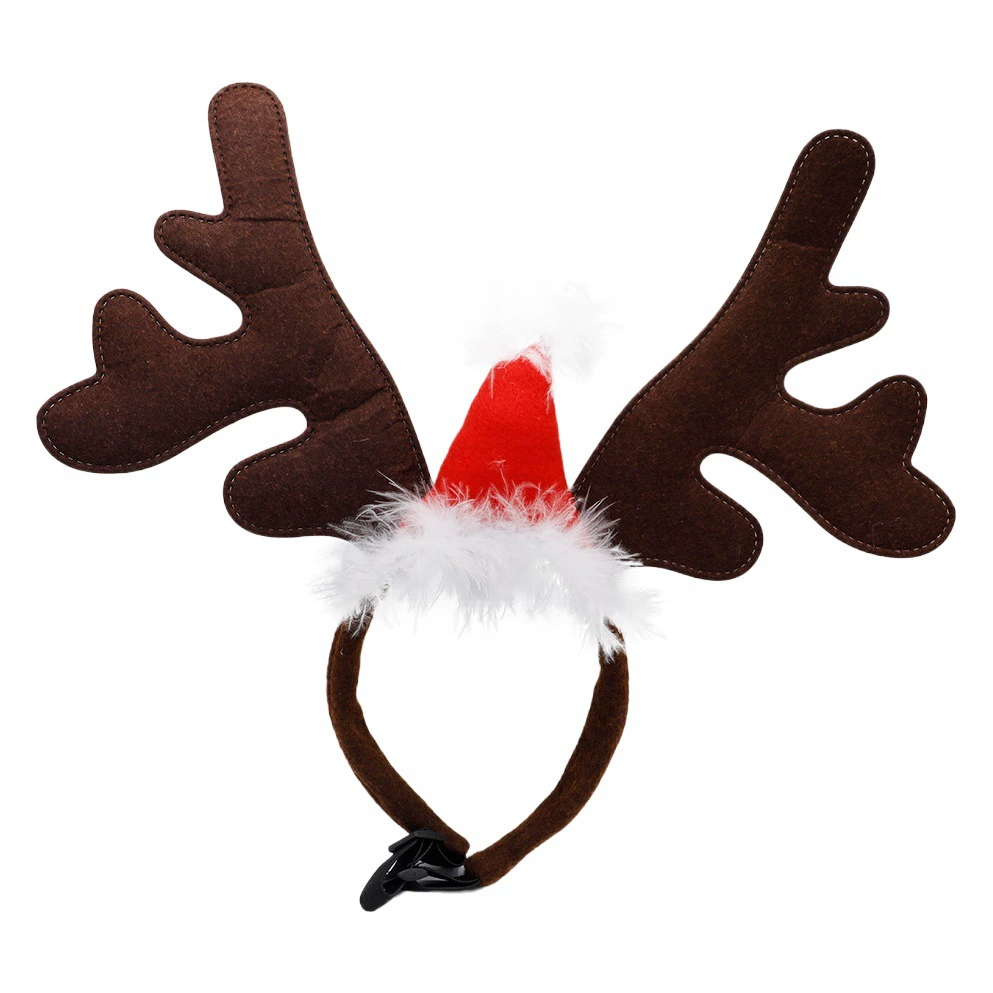Независимая станция Cross Border Рождественская шапка Резинка для волос Лось Перо Голова Пряжка Рога Домашнее животное Кошка Собака Украшение Косметическая вечеринка