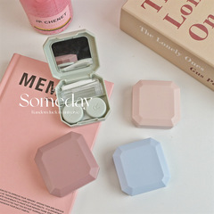 Adorable macaron-colored contact lens case, portable, high-end beauty lens box, exquisite and small, dual companion case