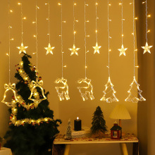 led圣诞麋鹿灯带窗帘冰条节日彩灯网红卧室房间橱窗装饰灯串