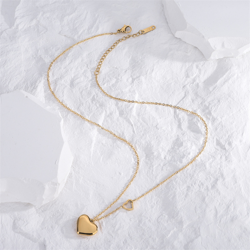 Fashion Heart Shape Titanium Steel Plating Pendant Necklace 1 Piece