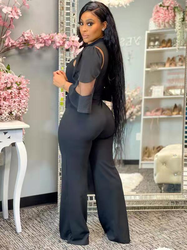 Chic Women's One Shoulder Ruffle Jumpsuit High Waist Loose Fit Fashionable Romper_ecoleips.com