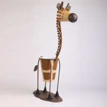 长颈鹿收纳桶烤漆卡通金属工艺品创意家居摆件装饰动物礼品复古