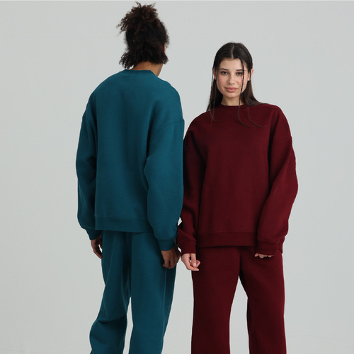 American-style autumn/winter loose fleece sweatshirt, 350G heavyweight fleece oversized trendy brand hoodie and pants set—wholesale