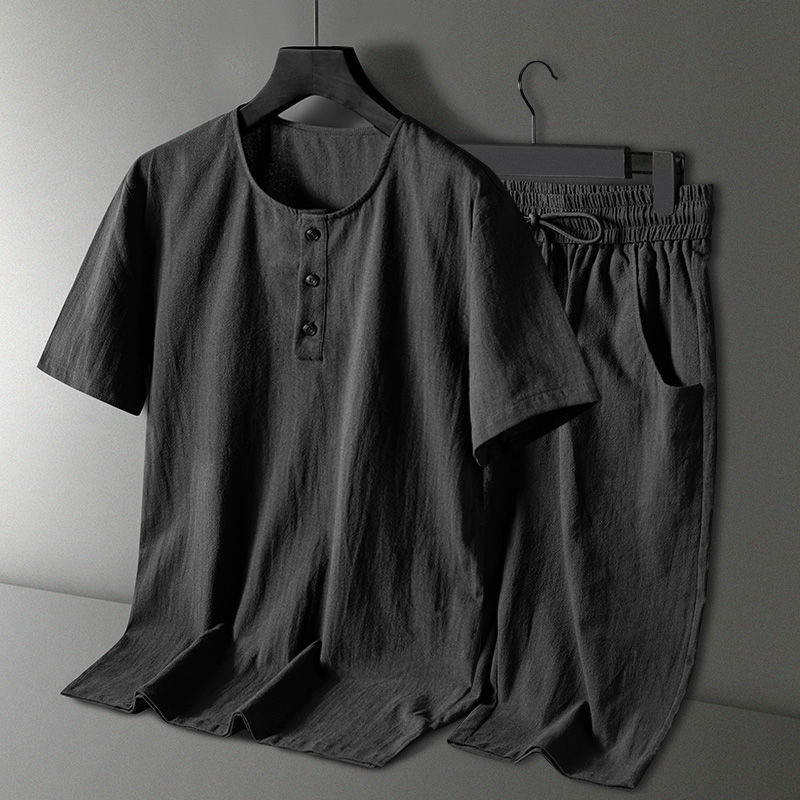 2023 Summer Suit Tang Suit Middle-aged and Elderly Summer Suit Men's Chinese Style Cotton and Linen Short-sleeved Shorts Hanfu Vintage Suit 2023 Summer Suit Tang Suit Middle-aged and Elderly Summer Suit Men's Chinese Style Cotton and Linen Short-sleeved Shorts Hanfu Vintage Suit