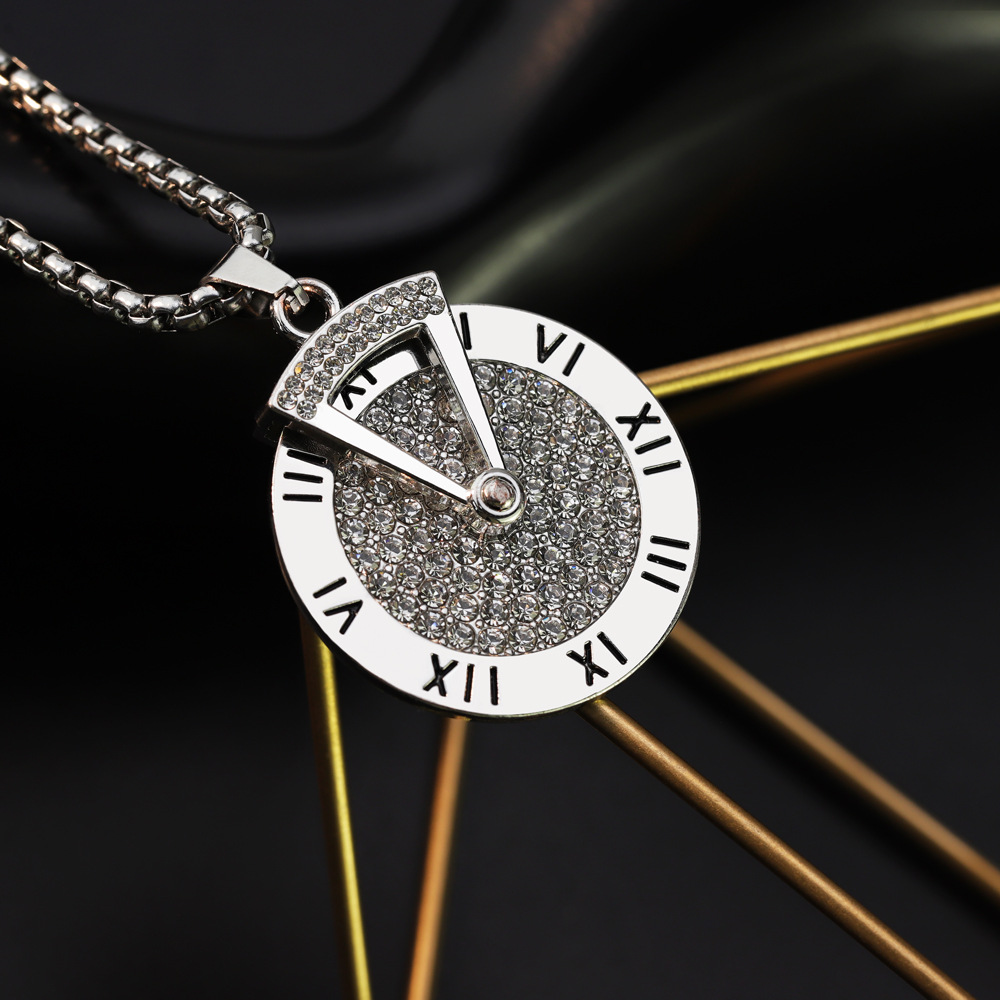 Fashion Dial Stainless Steel Necklace Plating Rhinestones Stainless Steel Necklaces display picture 3