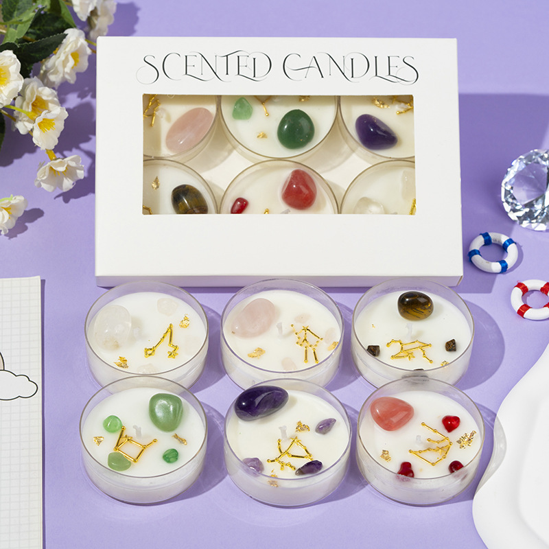 Constelación vela de Navidad estilo vela de aroma cera de soja sin humo taza de vela de caracoles de color caja de regalo