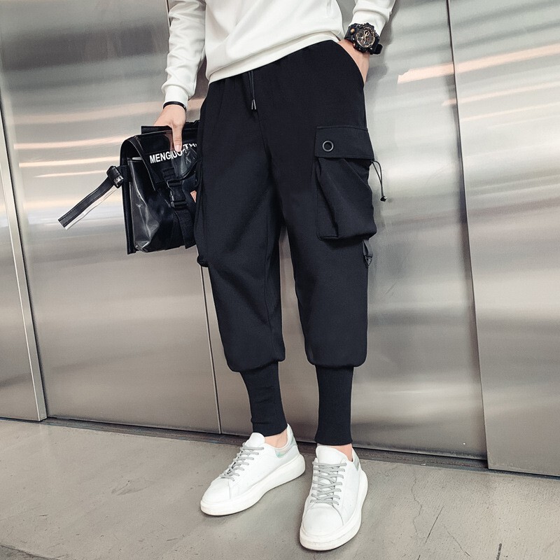 Men's Trendy Harem Pants Spring Loose Fit Korean Style Plus Size Jogger Carrot Pants Streetwear Functional Cargo Pants Fashion